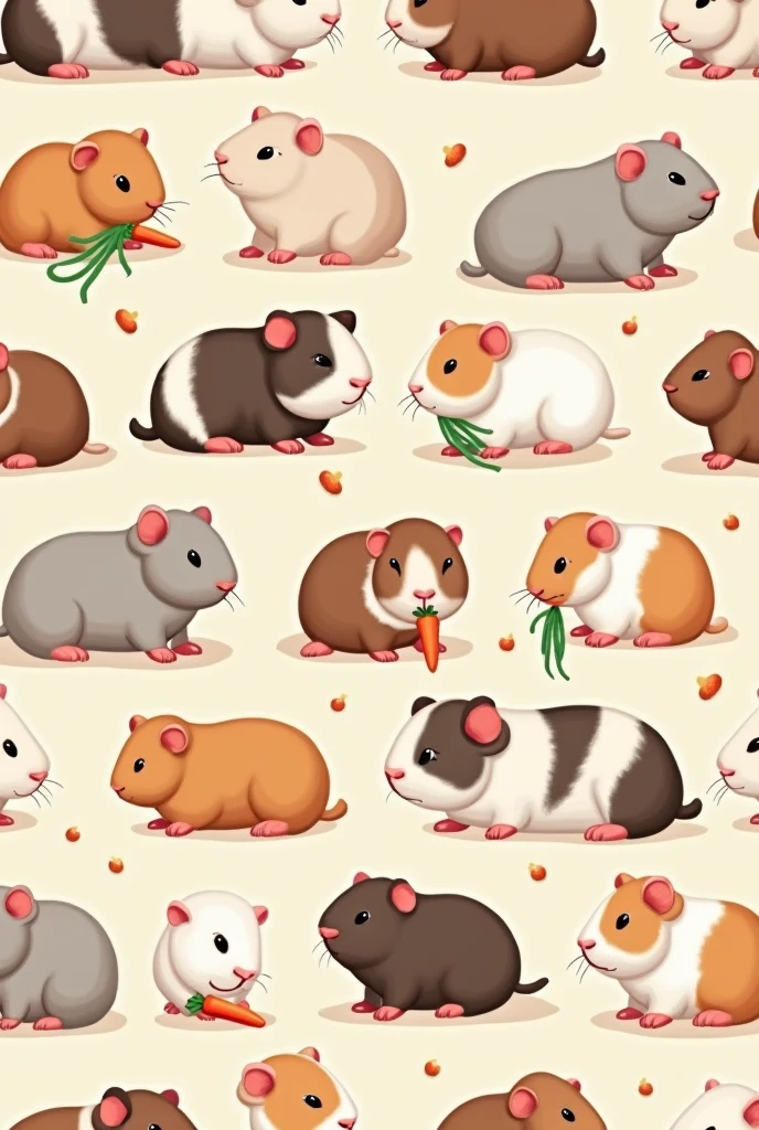 https://images.app.goo.gl/hn1qAewo4xLe15ku7
A tessellation of guinea pigs fulfilling the following:A tessellation of the plane consists of covering it with one or more classes of polygonal plane figures (that is to say, Triangles, parallelograms, trapezium, pentagons, etc.) so that they do not overlap each other or leave regions of the plane uncovered.The terms tessellations and tessellation refer to a regularity or pattern of figures that completely cover or pave a flat surface that meets two requirements: No spaces left. The figures should not overlap.