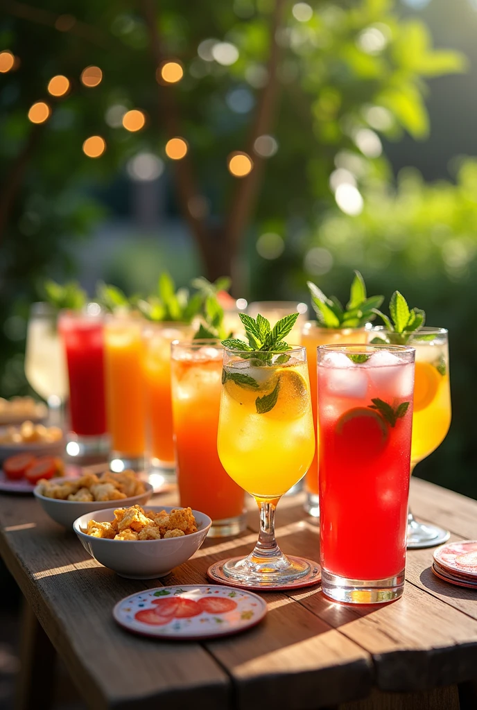 Create an image showing set of non alcoholic beverages on table