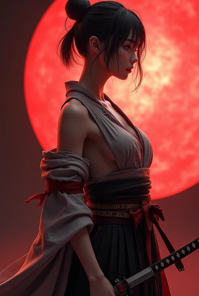 Samurai girl, short black hair tied back, wearing Japanese kimono and hakama, two Japanese swords across her waist, ((masterpiece, highest quality, Highest image quality, High resolution, photorealistic, Raw photo, 8K)), ((Extremely detailed CG unified 8k wallpaper)), (huge stunning goddess shot, very hot and sexy, jaw-dropping beauty, perfect proportions, beautiful body, slim body beauty:1.4),