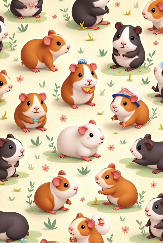 https://images.app.goo.gl/hn1qAewo4xLe15ku7
A tessellation of guinea pigs fulfilling the following:A tessellation of the plane consists of covering it with one or more classes of polygonal plane figures (that is to say, Triangles, parallelograms, trapezium, pentagons, etc.) so that they do not overlap each other or leave regions of the plane uncovered.The terms tessellations and tessellation refer to a regularity or pattern of figures that completely cover or pave a flat surface that meets two requirements: No spaces left. The figures should not overlap.