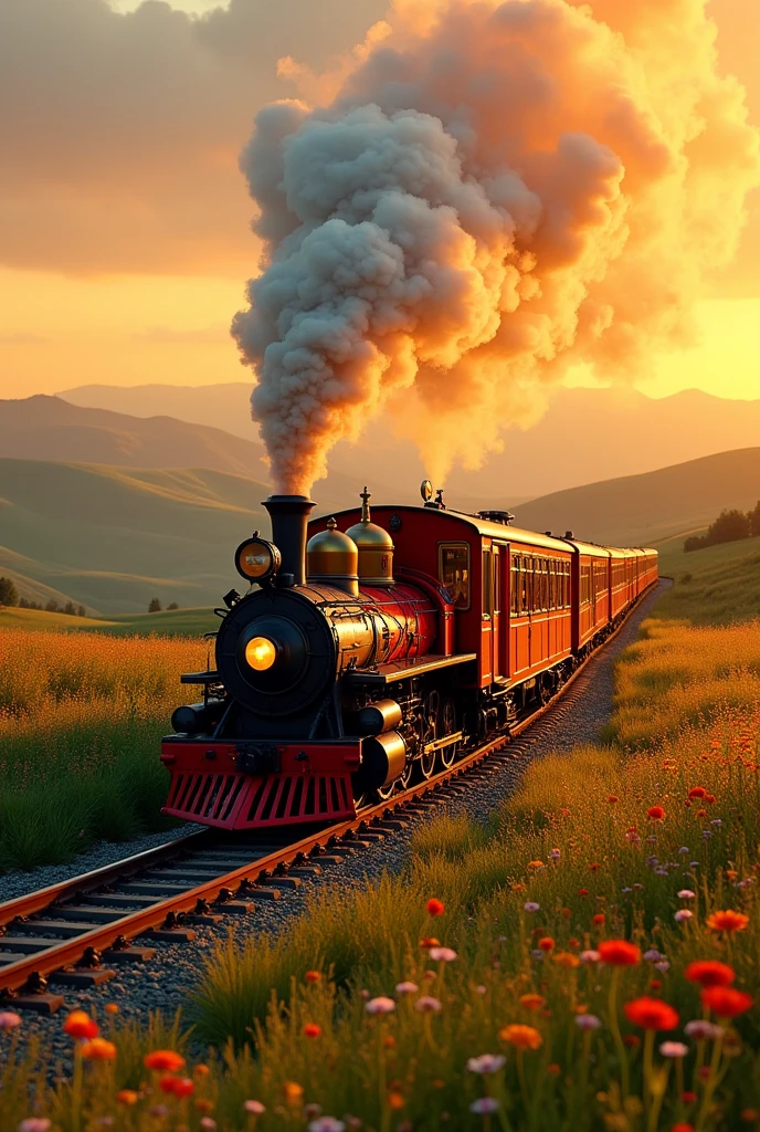 Create an image of a small train that reflects it's going in a direction.
