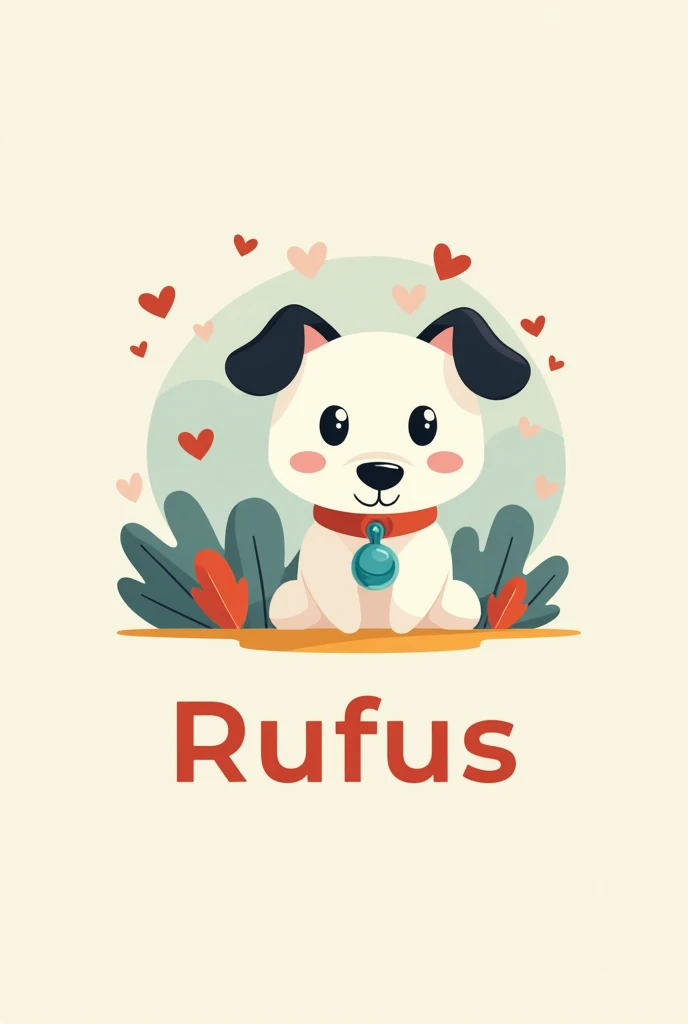 Dog footprint with a computer tool for a company logo (tender) and say a text rufus, more technological smaller the "rufus" more cute in an old cartoon style