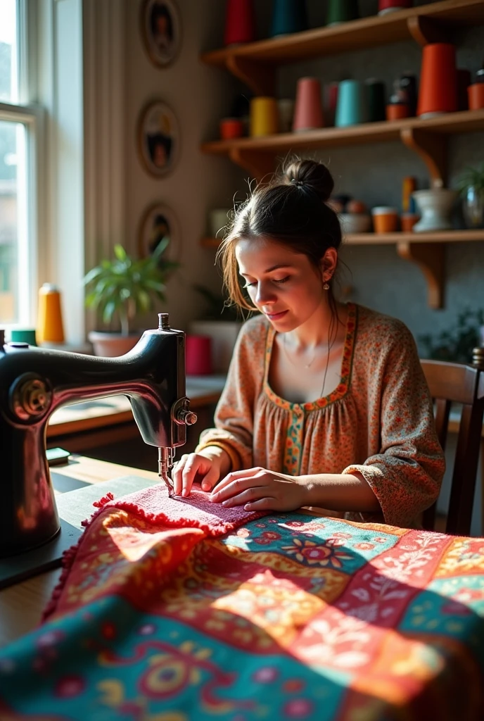 sewing the fabric to form a bag