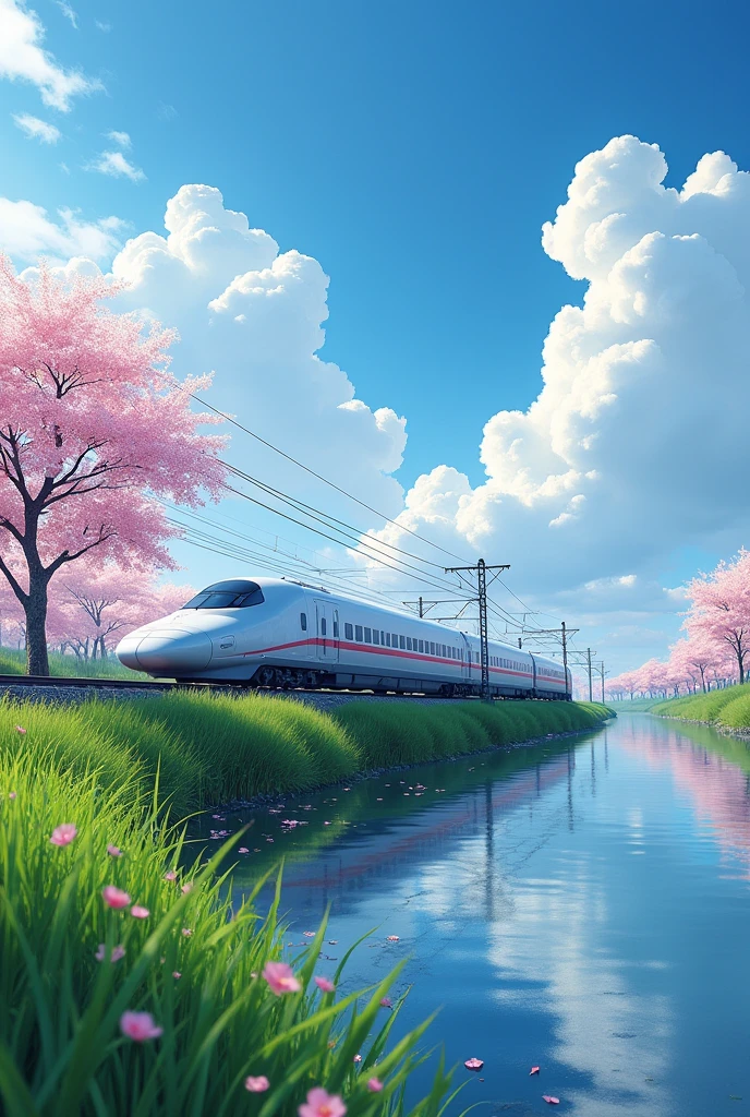 Shinkansen from the riverbank