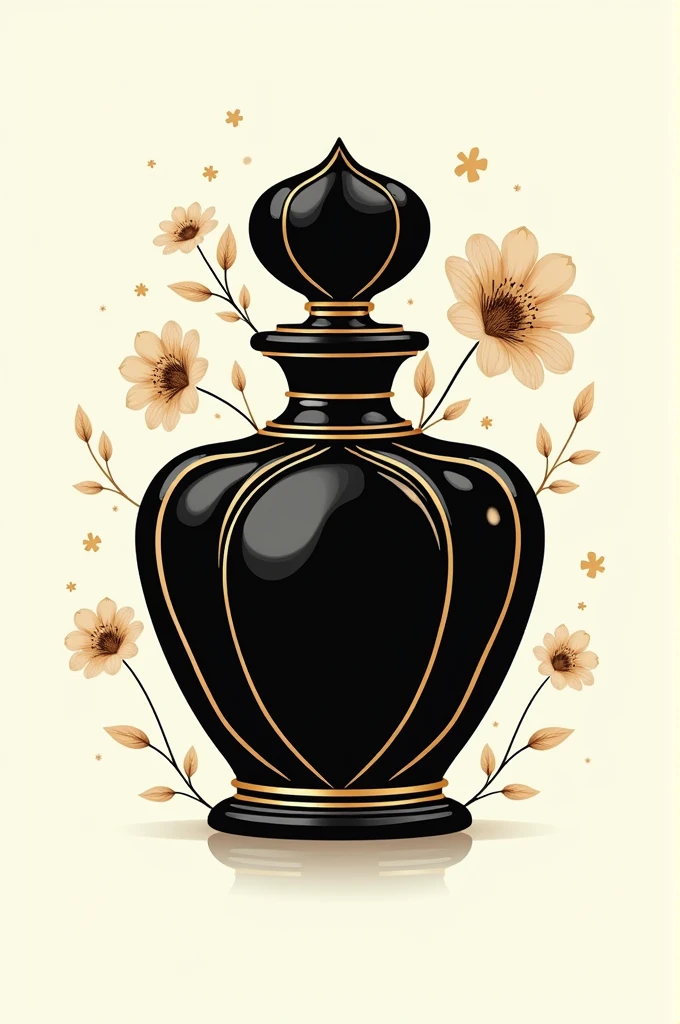 Perfume shop logo with a black and gold drawing