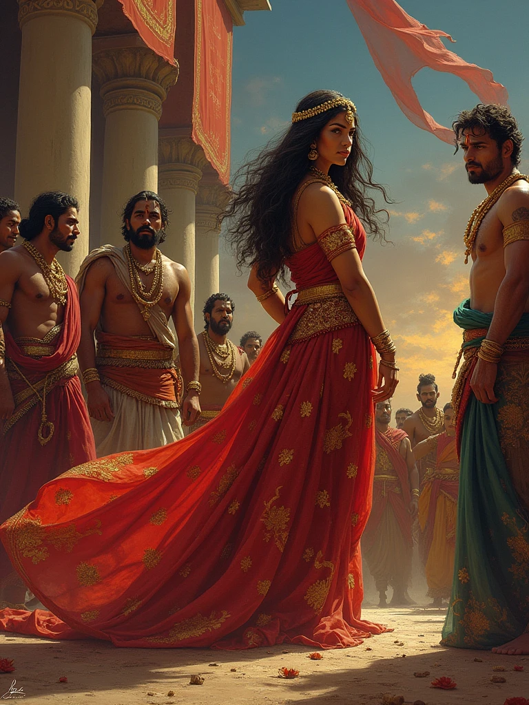 The time of Mahabharata is Drupadi's sari, some people are coming off and Lord Shri Krishna is seen wearing a sari