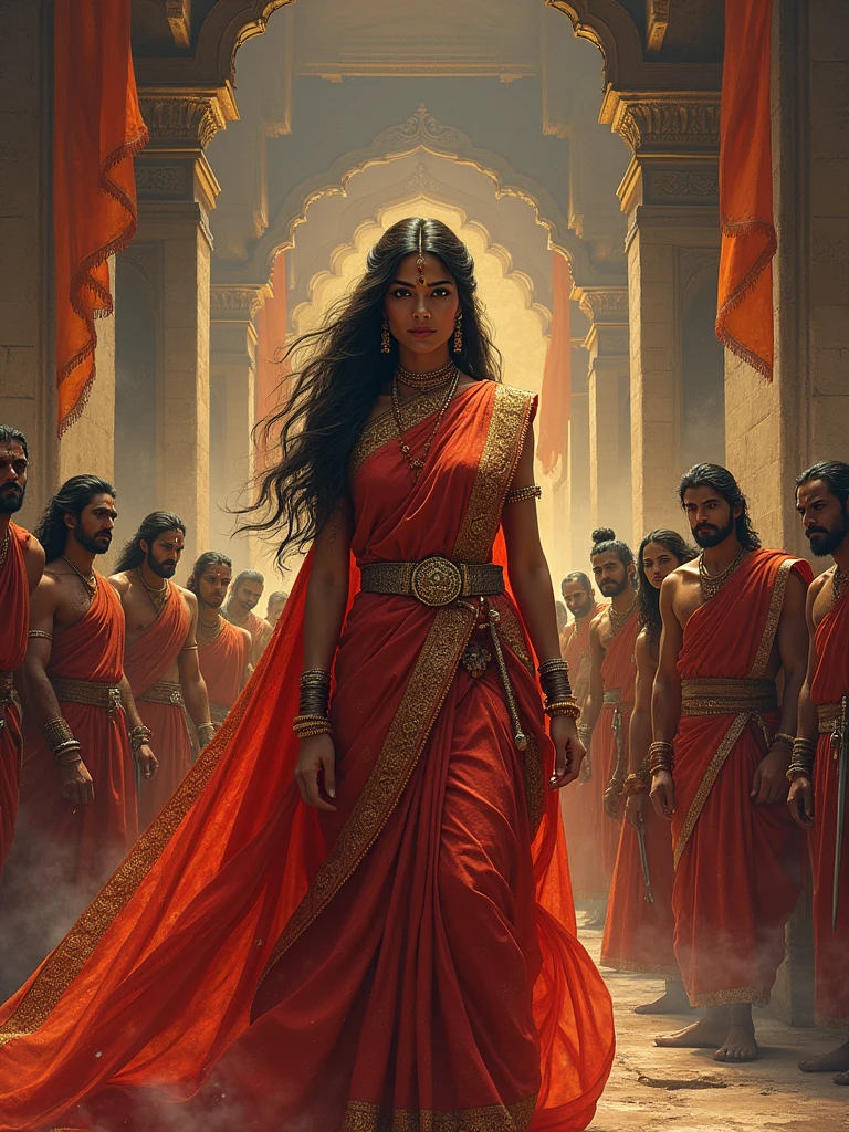 The time of Mahabharata is Drupadi's sari, some people are coming off and Lord Shri Krishna is seen wearing a sari