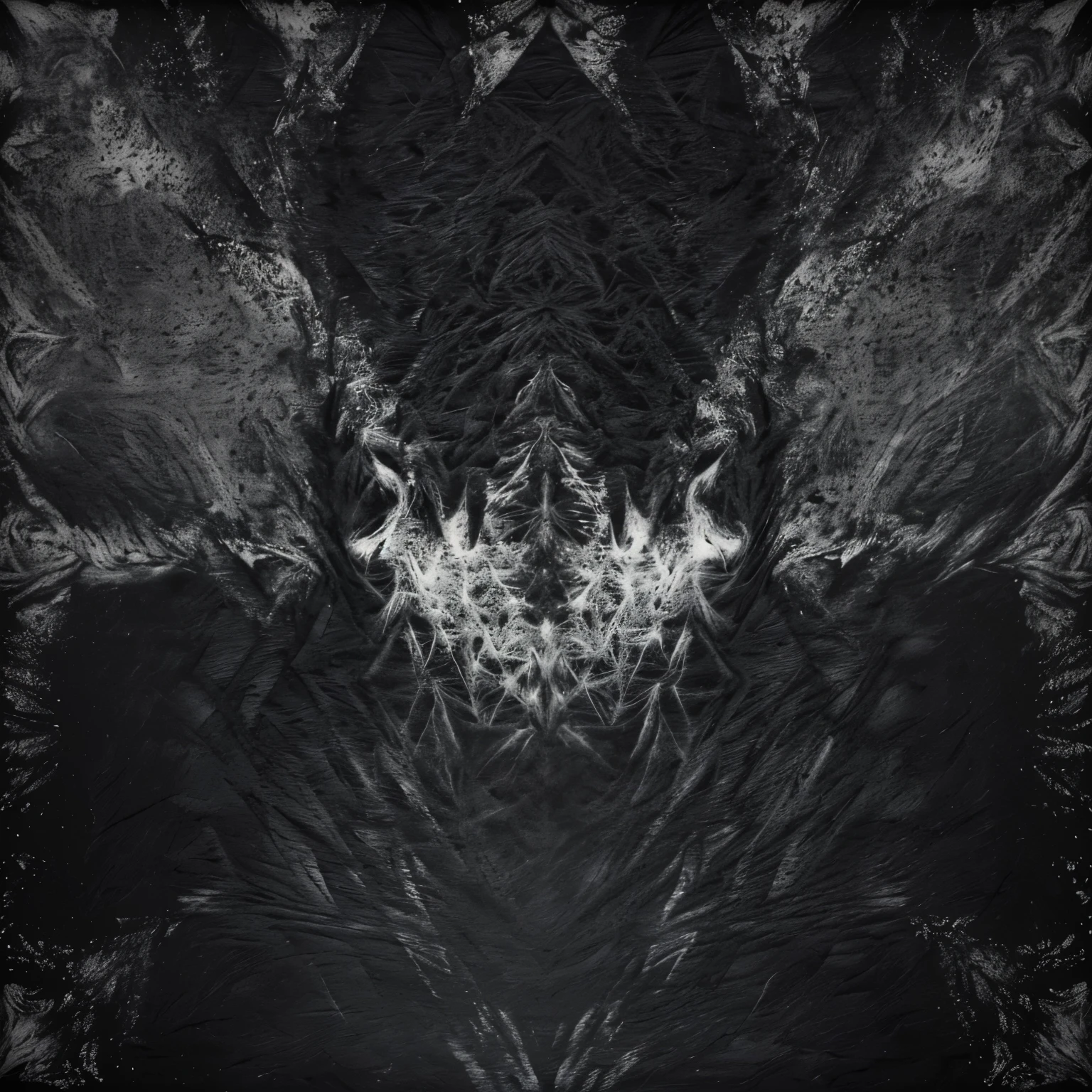 a black and white photo of a dark background with a pattern, chalk digital art, monochrome background, dark but detailed digital art, giger background liminal void, black and white background, background ( dark _ smokiness ), white ink sketch on black paper, chalk texture on canvas, black and white with mixed noise, ( ( dithered ) )