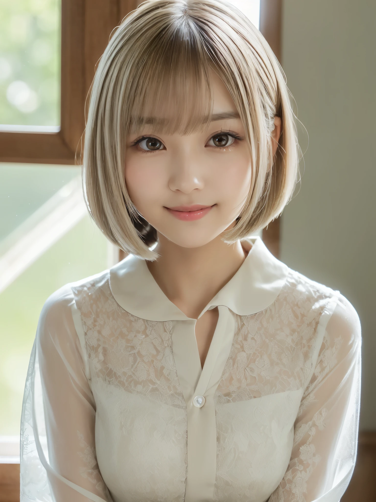 super highest quality, face focus, soft light, ultra high resolution, (realistic:1.4), RAW photo,
1 Japanese girl, alone, cute, (pupil, There'There'There's a light in my eyes), (detailed beautiful face:1.3) ((High resolution details of human skin texture:1.3) Beautiful glossy fair skin Beautiful three-dimensional effect
indoor,
Damask Shirt Dress, (Beautiful straight bob hair down to the tips:1.3) elegant and neat intelligent and stylish
(portrait) High definition focus on pupil diffused light from window beautiful gradation gentle smile (beautiful gradation:1.3) gentle smile