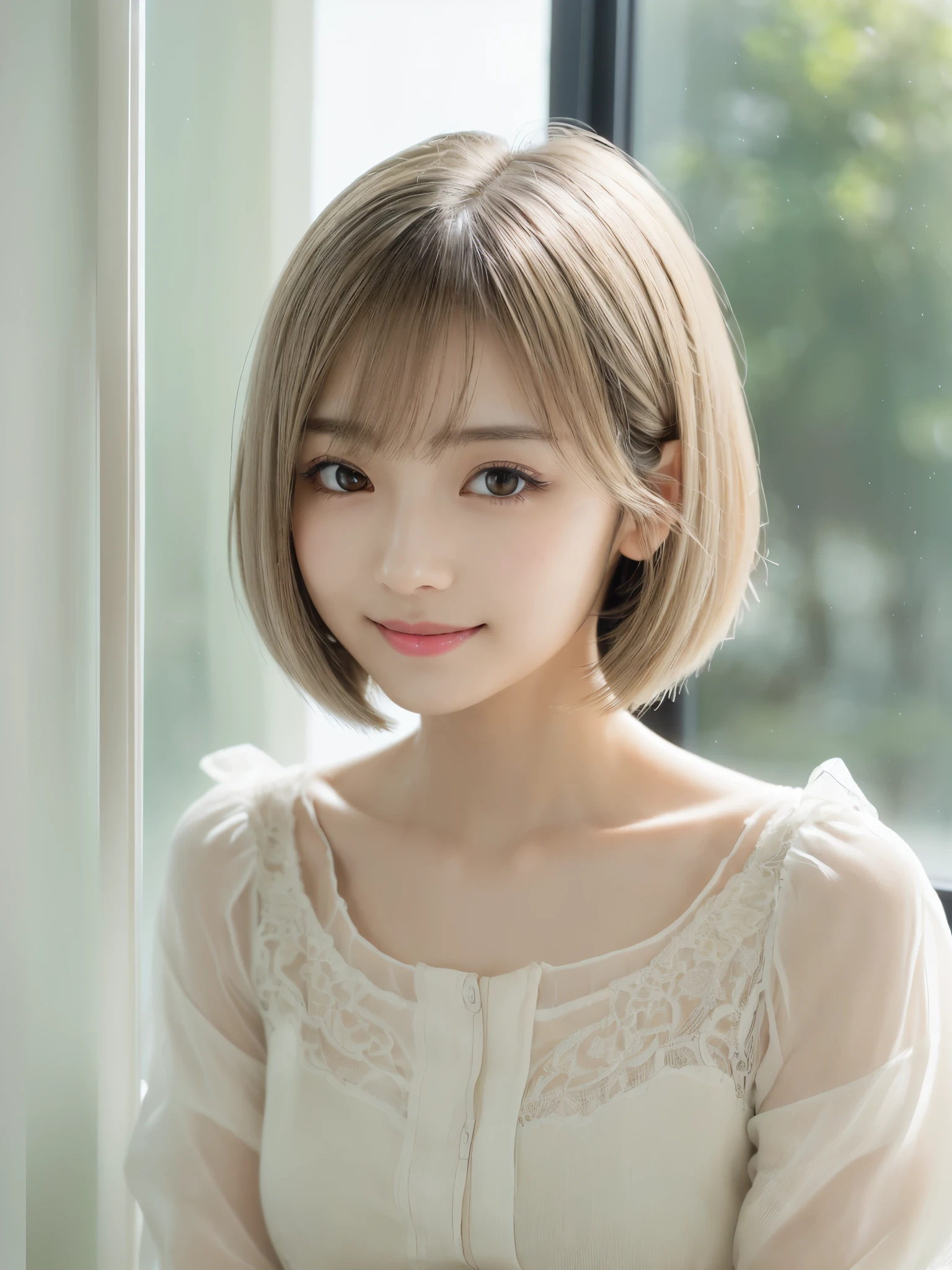 super highest quality, face focus, soft light, ultra high resolution, (realistic:1.4), RAW photo,
1 Japanese girl, alone, cute, (pupil, There'There'There's a light in my eyes), (detailed beautiful face:1.3) ((High resolution details of human skin texture:1.3) Beautiful glossy fair skin Beautiful three-dimensional effect
indoor,
Damask Shirt Dress, (Beautiful straight bob hair down to the tips:1.3) elegant and neat intelligent and stylish
(portrait) High definition focus on pupil diffused light from window beautiful gradation gentle smile (beautiful gradation:1.3) gentle smile