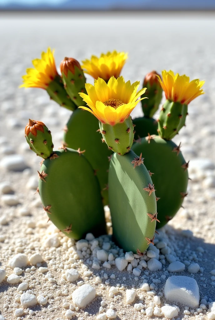 Opuntia dillenii (Ker Gawl.) Haw. front view planted on salt