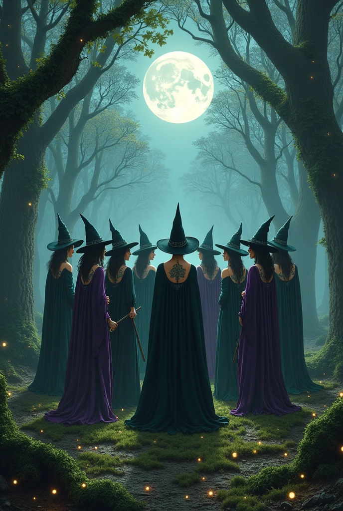 A Coven of 16 female witches and 1 male witch