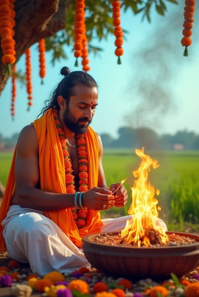 Brahmin making yajnas