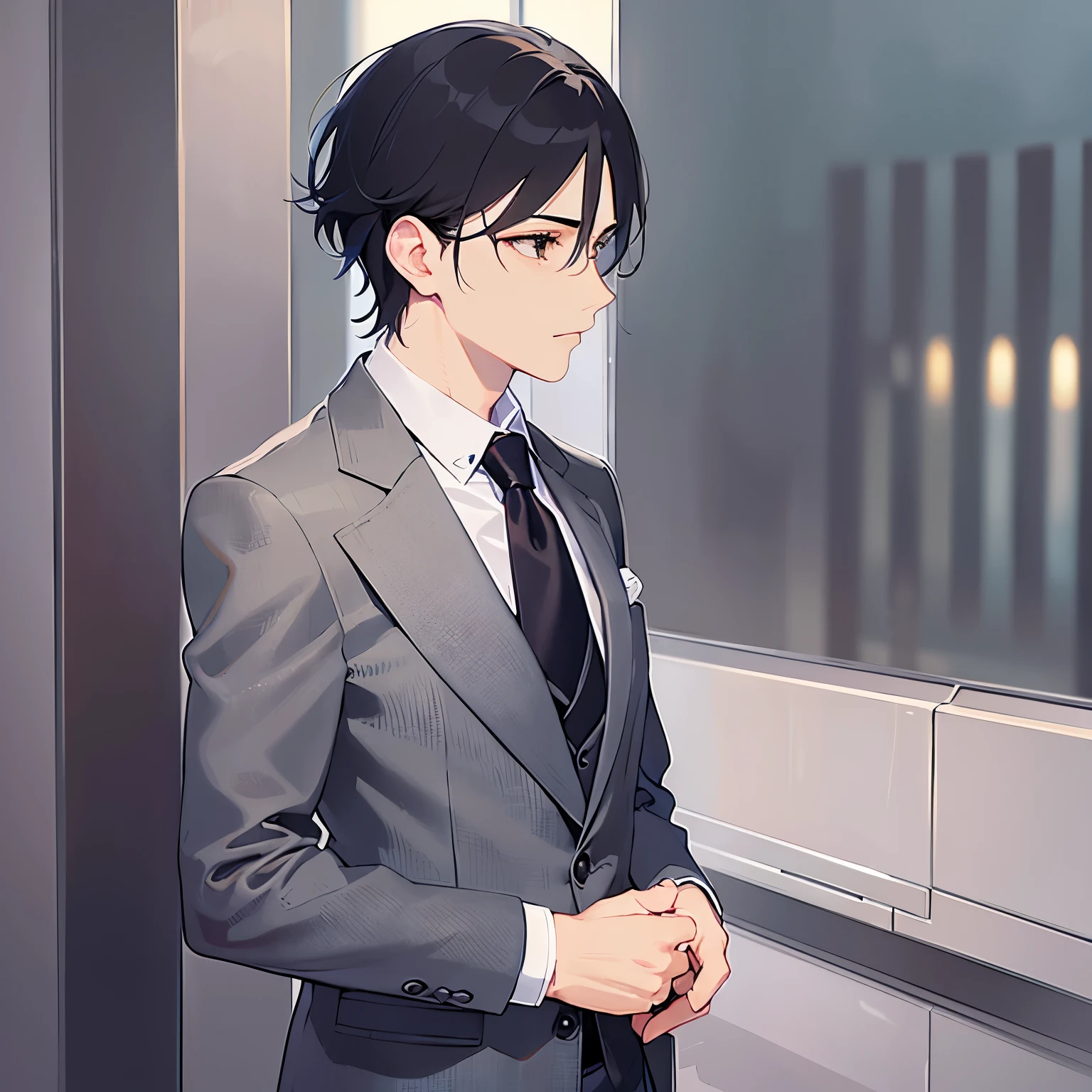 (looking away:1.5)Upper Body, Side shot、
shiny skin, masterpiece、Highest quality、
BREAK(25-year-old male:1.5) and (Brown short hair) and (Green Eyes)BREAK
BREAK (Wearing a suit:1.5) and (Green tie)BREAK
nervous,The background is the office entrance、(alone:1.5)