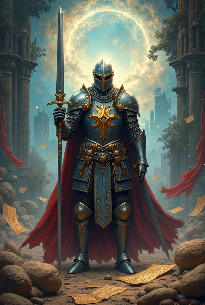 An image for a Youtube banner about a knight that deals with mysteries, History and Video Games