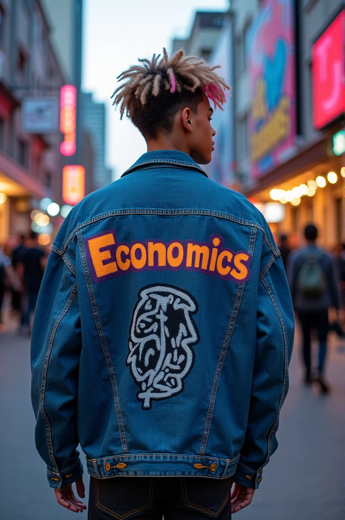 Economics written in graffiti on back of jacket