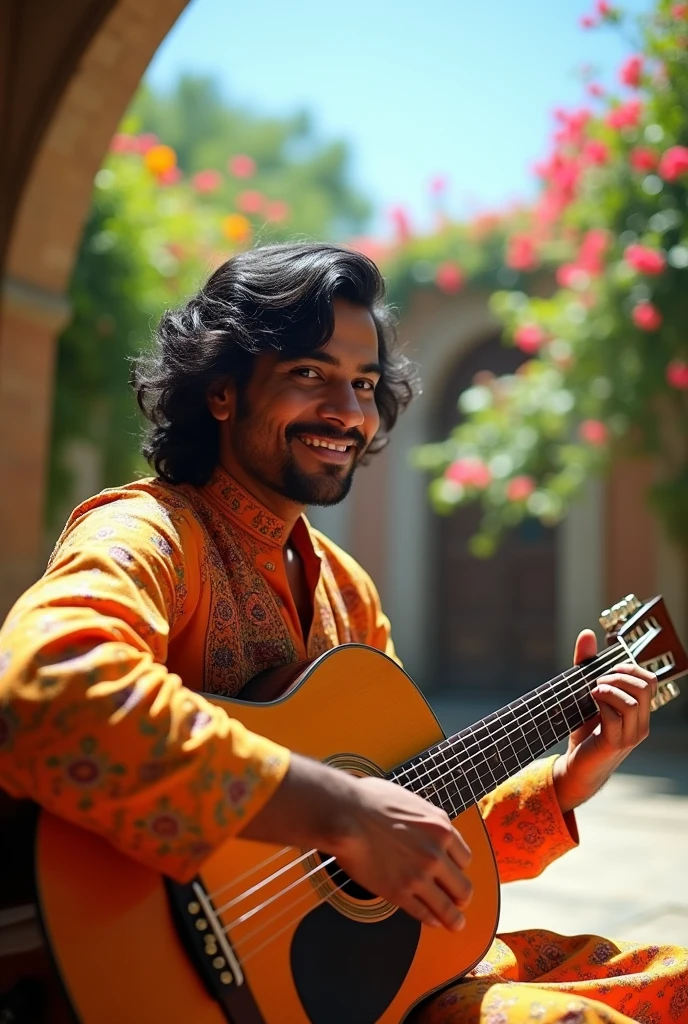 
Realistic image of an Indian playing the guitar 