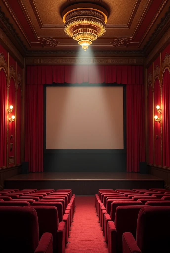 Create an image of a movie theater where I can put a video over the image to simulate watching a movie. 