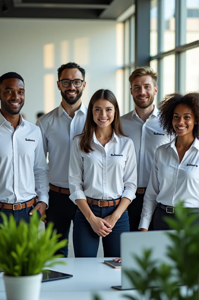 Company workers wearing shirt branded as suleriore