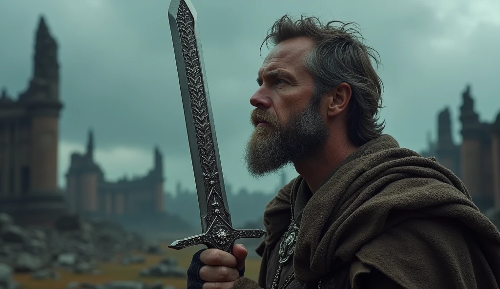 A man legendary with dagger standing like lossing everything /creation photo