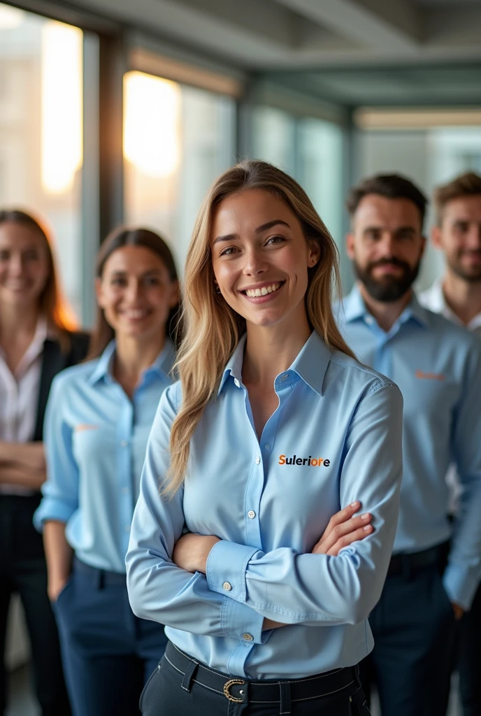 Company workers wearing shirt branded as suleriore