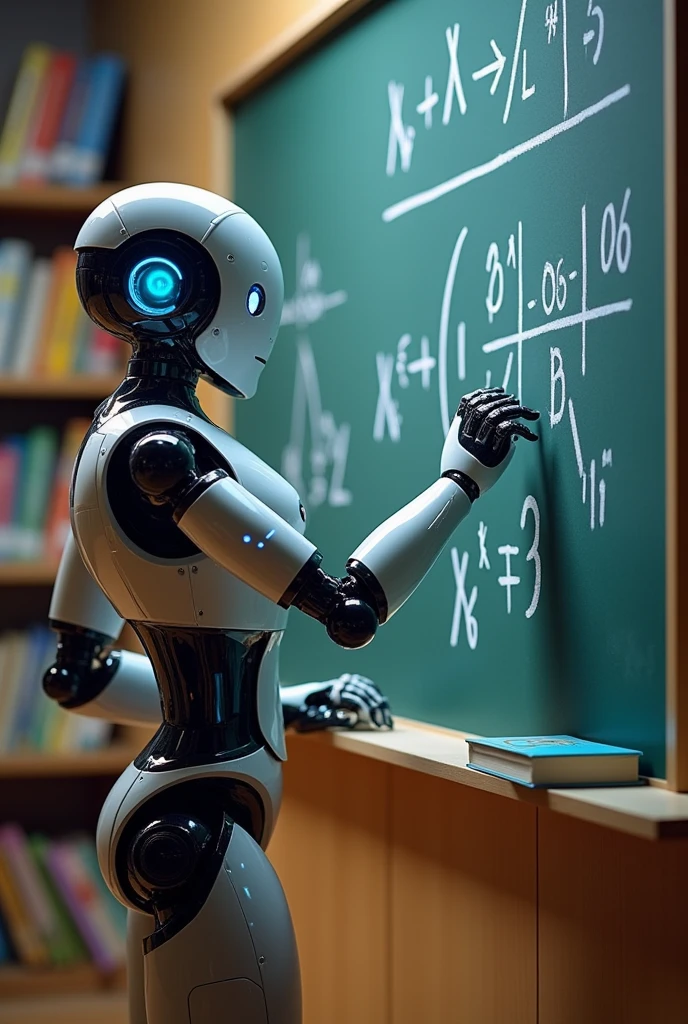 A robot write and explaine the physics equation on the blackboard
Logo photo