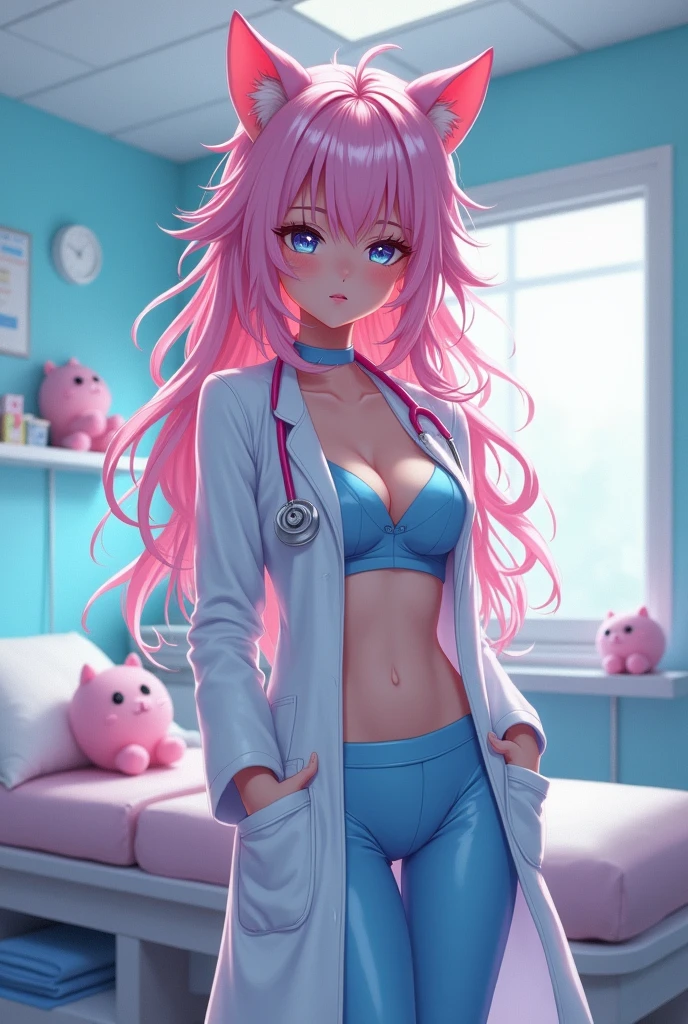 gynecologist catgirl in latex leggings