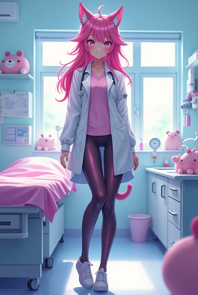 gynecologist catgirl in latex leggings
