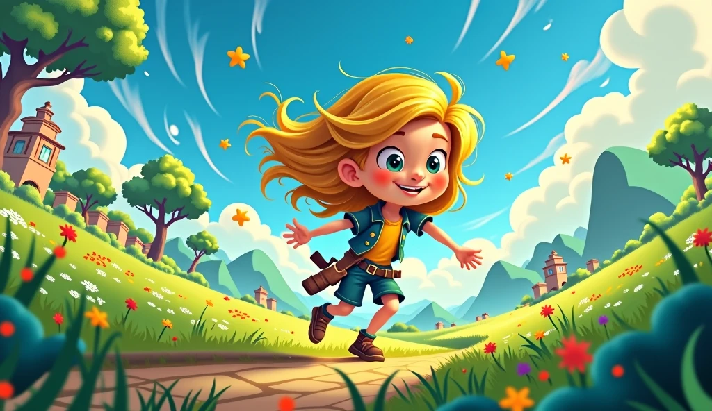 A long hair boy cartoon