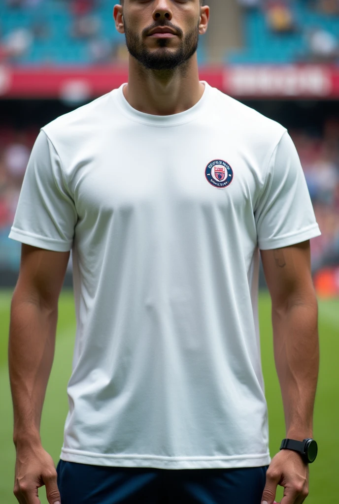 White team shirt with a small, minimalist RC logo in the shape of a team