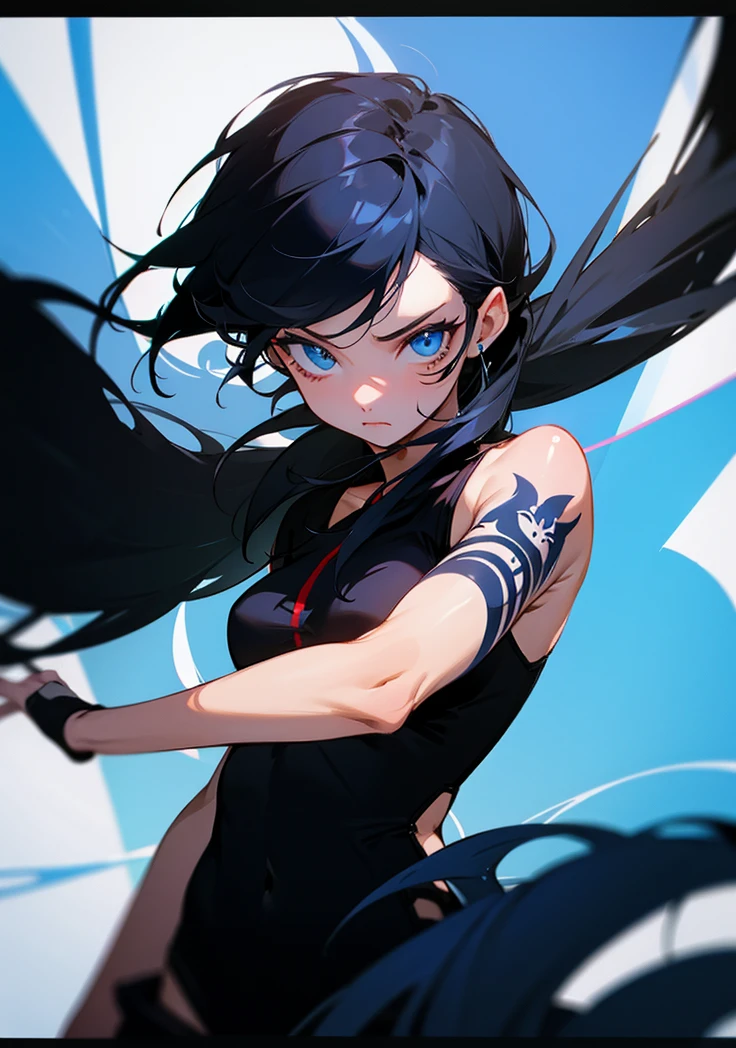 Blue eyes black hair no tatoos
