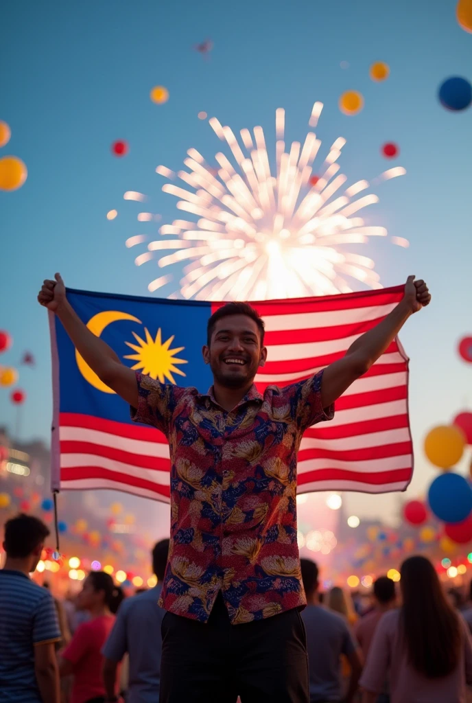 man standing with Malaysia flag celebrate independence day