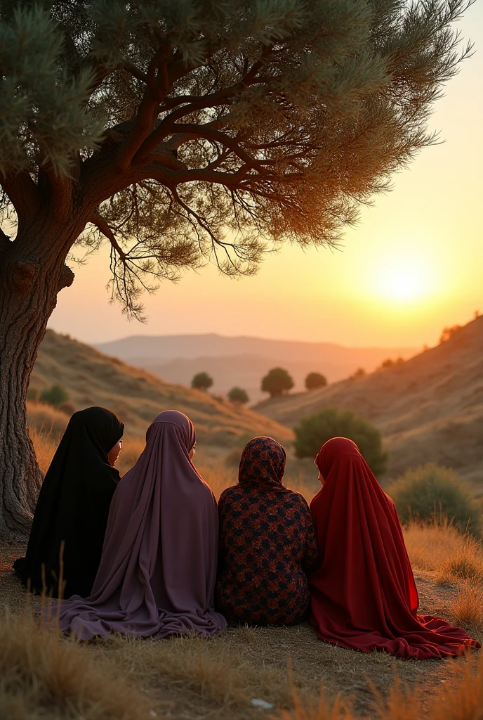 Many Muslim woman sad,in a village