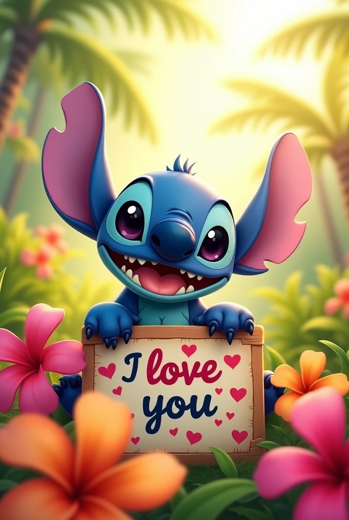 stitch with the phrase written I love you+Loli artgerm
