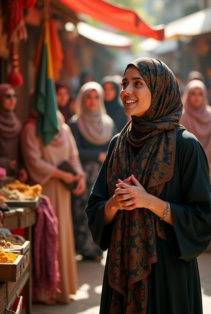 A muslim woman talked, many woman looked