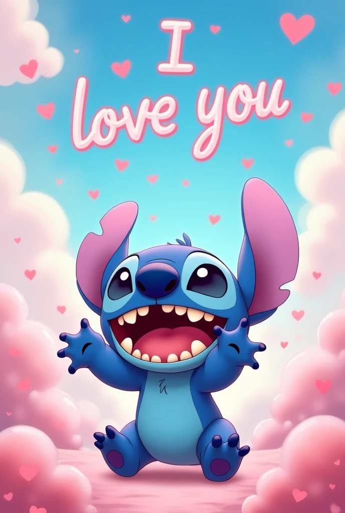 stitch with the phrase written I love you+Loli artgerm