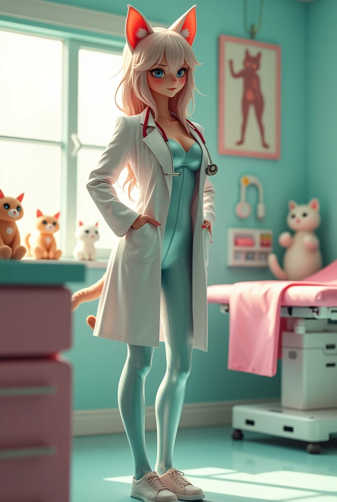 gynecologist catgirl in latex leggings 