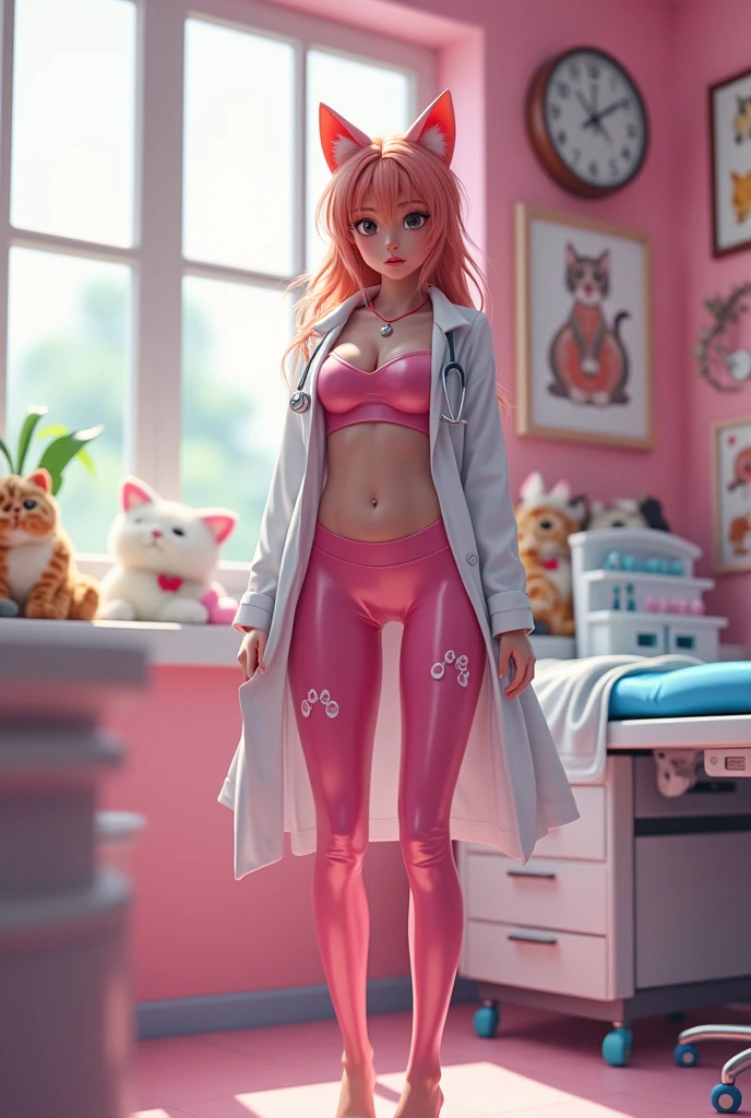 gynecologist catgirl in latex leggings 