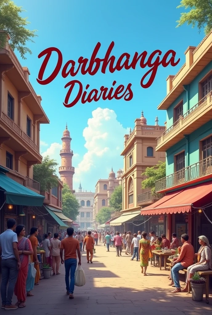 create a image of urban area  and write Darbhanga diaries on it 