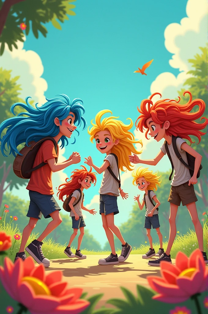 Long hair boys cartoon