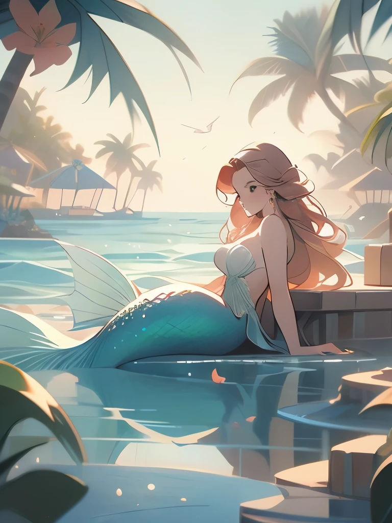 NSFW. (nude) (Nami, large breasts, strip of pubic hair), spitroast, on a deserted beach, shipwreck, (depth of field) (dramatic sunlight), ((best quality)), ((masterpiece)), (detailed)