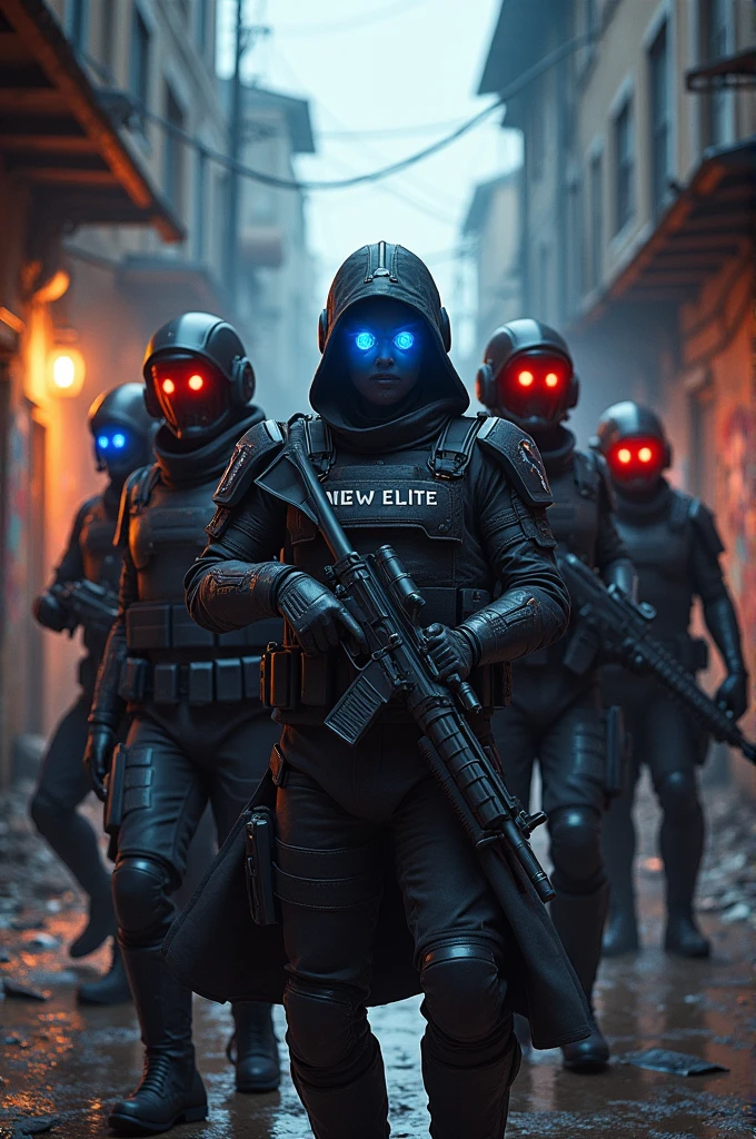 An image of a clan from a gun game that has the words New Elite