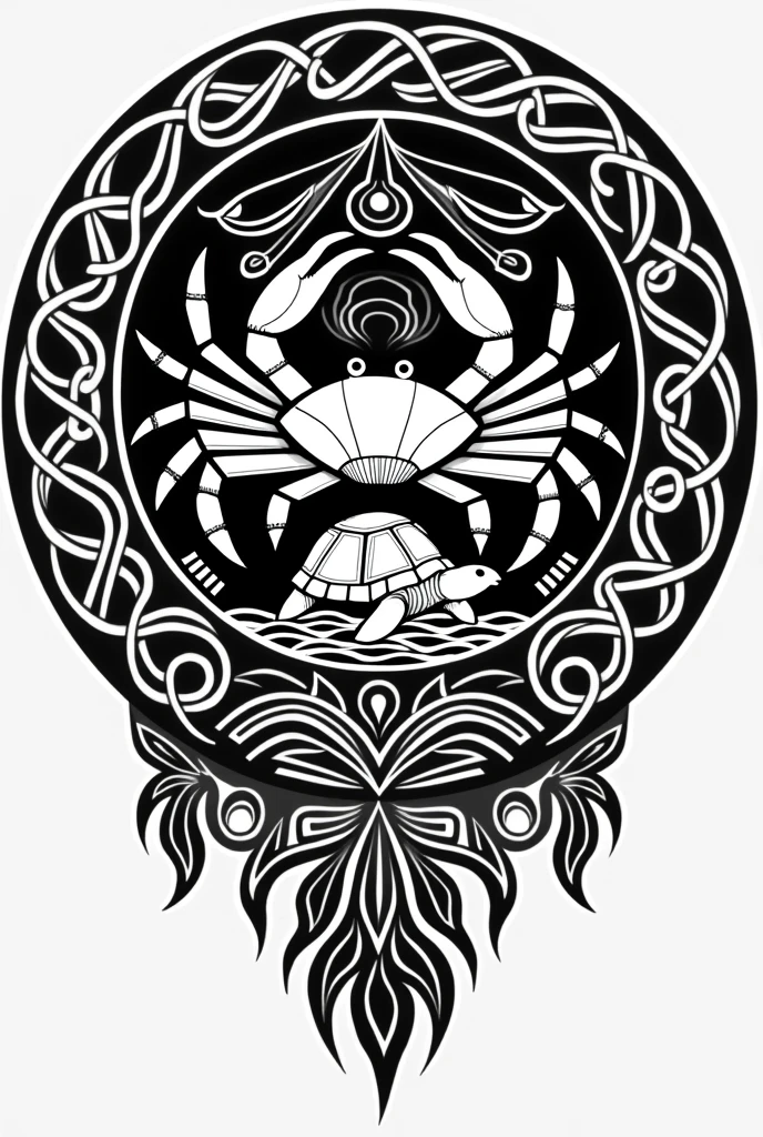 A circular Maori design, with curved lines representing the waves of the sea. In the middle, the crab and turtle are represented in a stylized way, with the crab protecting a small koru (a fern sprout symbolizing new growth) and the turtle resting on a solid base representing the earth. around, intricate Maori patterns could symbolize strength, protection and connection with nature.
Remember: This is just an initial idea. Most importantly, work with a tattoo artist to create a design that is truly unique and meaningful to you.
Would you like to explore more ideas or do you have any specific questions about Maori tattoos?
Use: To get a more accurate visualization, I recommend looking at images of Maori tattoos and combining them with images of stylized crabs and turtles.
