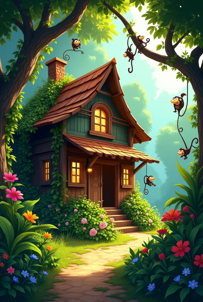 A house in the jungle out of city in the.Animation Form
