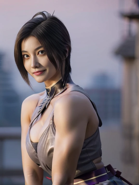 20 year old Japanese beauty，One woman、Muscular body like a bodybuilder、Emphasize the breasts、Slit eyes、A head-to-toe view，Bust is very very large、Full moon night in the background、High quality photos、Clear, crisp images of the lower body、Masterpiece 8k、Smiling、Throwing a shuriken with the right hand、From the front, from the side, from the back, etc.々from what camera angle to shoot、A ninja costume of purplish-red color