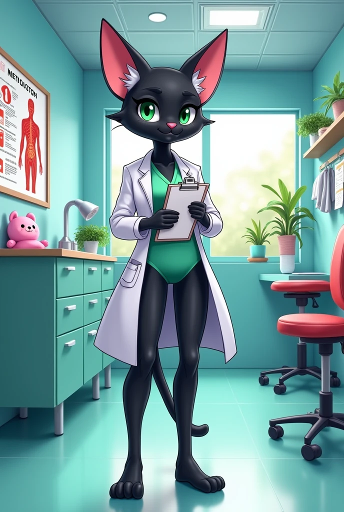 gynecologist catgirl in latex leggings