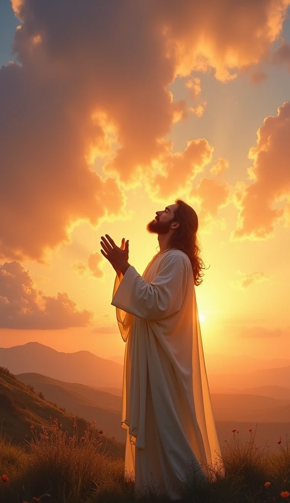 Jesus hands into the sky