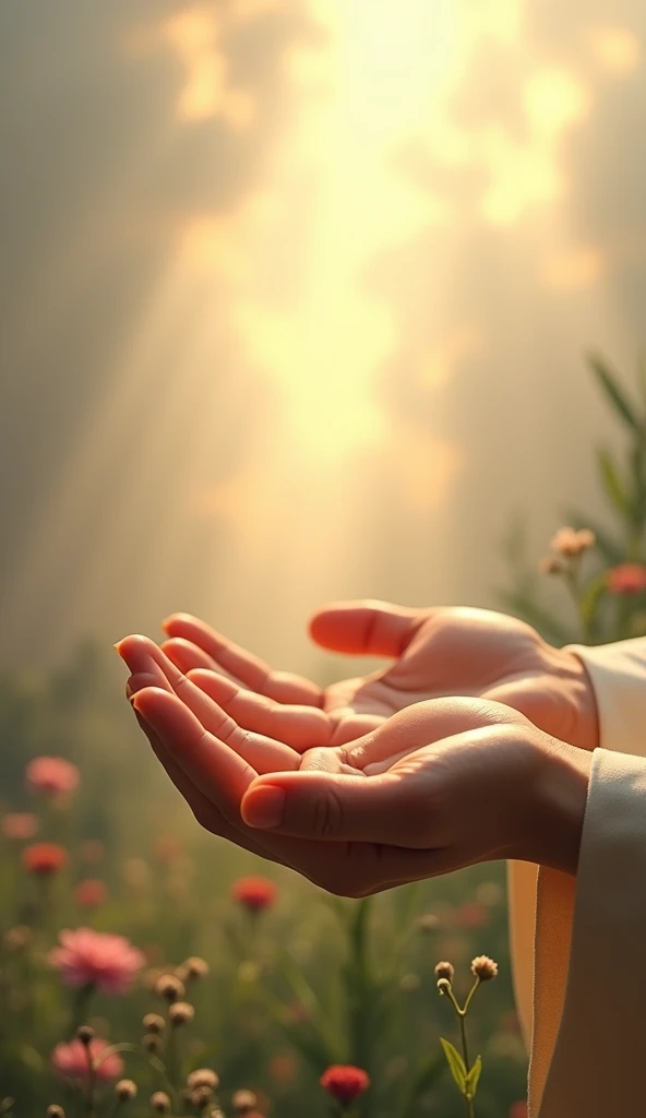 Jesus hands welcome
