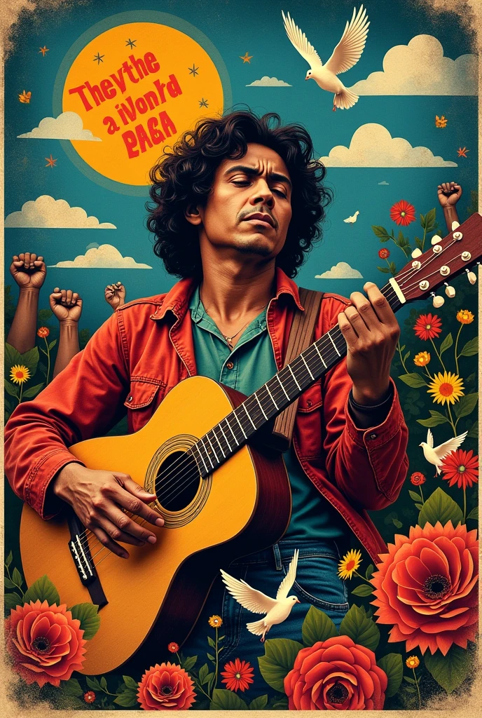 A poster about Victor Jara and the coup d'état that says "Victor Jara Festival 2024: The Right to Live in Peace and Never Again in Chile

Author: Nadya Castillo
University of Magallanes 
