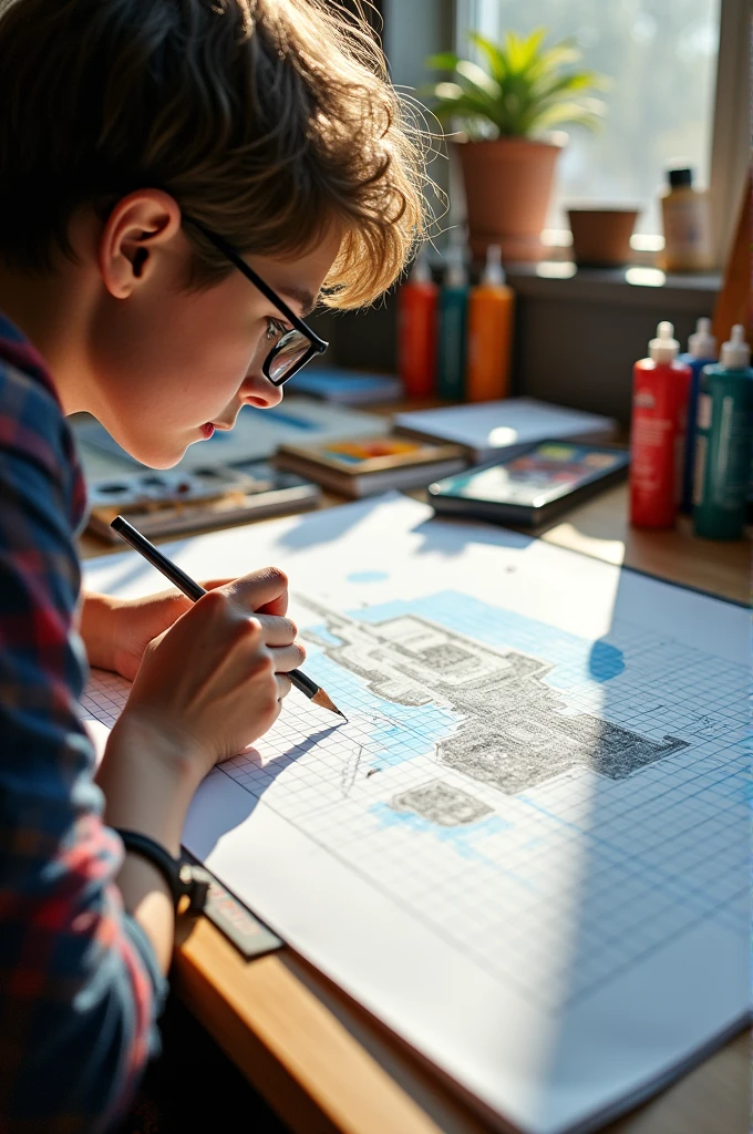 Drawing isometric picture on grid paper